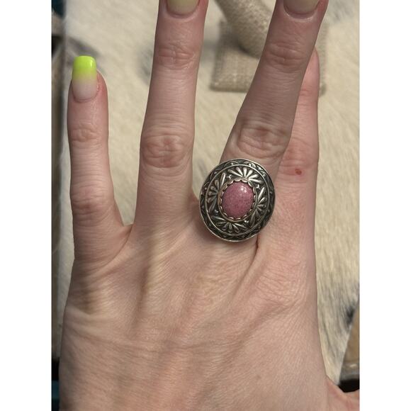 Carolyn Pollack Jewelry - Carolyn Pollack Relios Sterling Silver Pink Rhodochrosite Concho Dome Ring 7